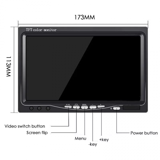 7003HDMI 7Inch Color LCD Display 1024 x 600 Monitor Support HDMI+VGA+AV for PC CCTV Security Camera Bus Truck Microscope