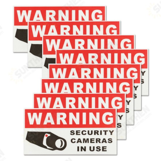 8Pcs Security Camera In Use Self-adhensive Stickers Safety Signs Decal Waterproof