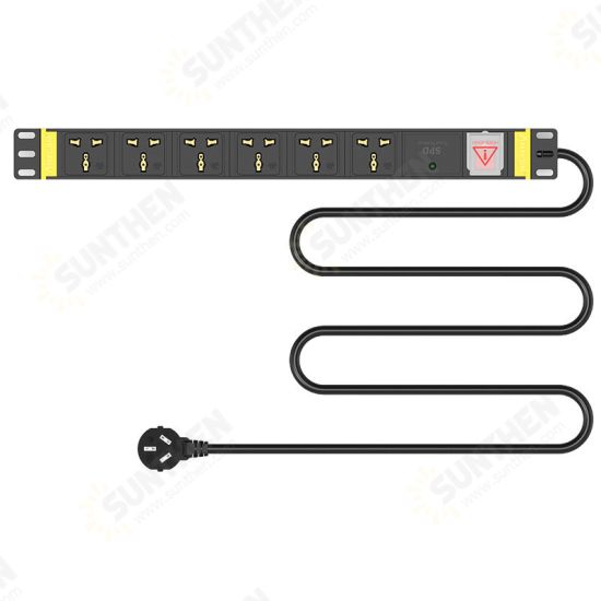 PDU Cabinet Power Socket 6-bit 10A Switch + Flashing Protection Multi-purpose Hole 3 Meters