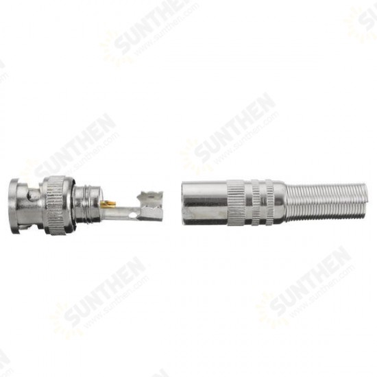 BNC Male Connector for RG-59 Coaxial Cable Brass End Crimp Cable CCTV Camera BNC Welding Connector