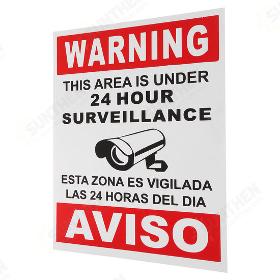 English Spanish Security Warning Sign Camera Sticker Warning This Area Is Under 24 Hour Surveillance