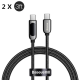 [2 Pack]100W LED Display Type-C to Type-C PD Power Delivery Cable Emark Chip Fast Charging Data Transfer Cable for Samsung Huawei OnePlus iPad MacBook