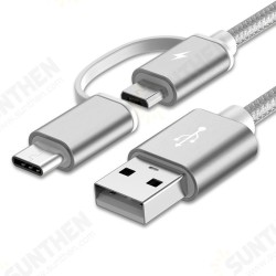 2 in 1 Type C Micro USB Nylon Braided Data Charging Cable USB 2.0 for 6 Oneplus S8 S7 2 in 1 Type C Micro USB Nylon Braided Data Charging Cable USB 2.0 for 6 Oneplus S8 S7