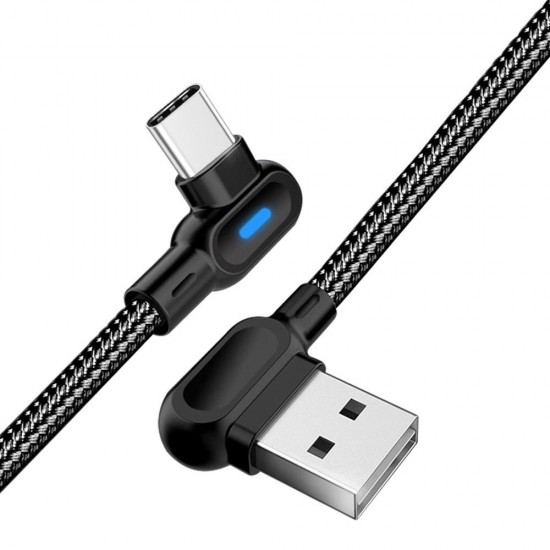 2.4A Type C Micro USB 90 Degree Fast Charging Double Elbow Data Cable with Indicator Light For Huawei P30 Pro Mate 30 Mi9 9Pro Oneplus 6T 7 Pro