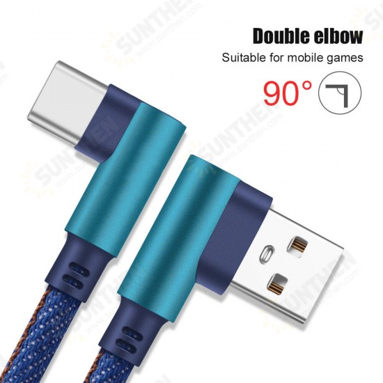 2.4A Type C Micro USB Denim Braided Data Cable For Mi8 Mi9 HUAWEI P30 Pocophone S9 S10 S10+