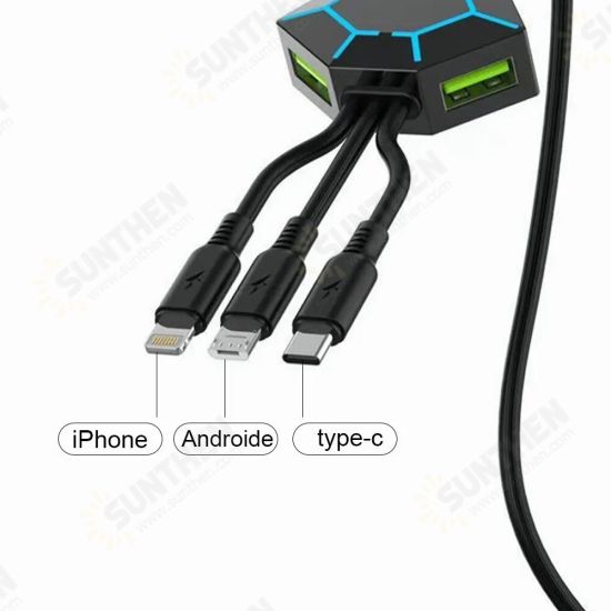 3in1 USB to USB-C/Micro USB/iP Port Cable Fast Charging Data Transmission Cable 1.2m Samsung iPad MacBook AirMi 10 OnePlus 9Pro