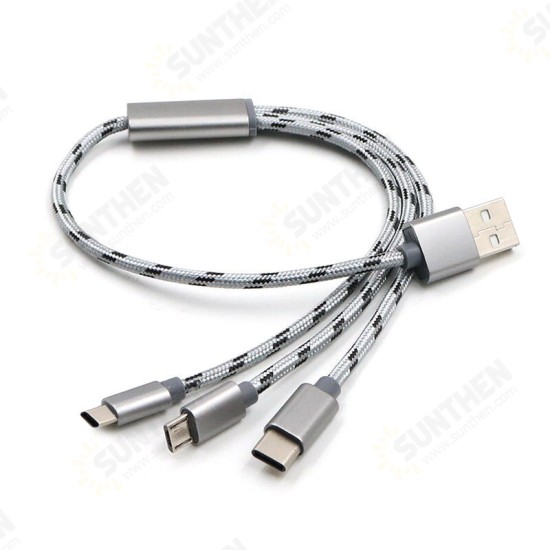 30cm 3 in 1 Cable for iPhone 11 11 Pro Max Armor 11 Xiaomi Mi9 Mi10