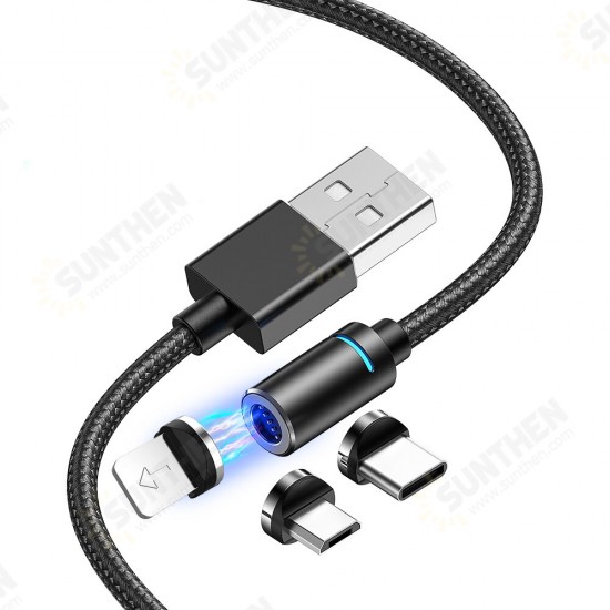 3A LED Magnetic Type C Micro USB Fast Charging Data Cable For Huawei P30 Pro P40 Mi10 K30 Poco X2 S20 5G