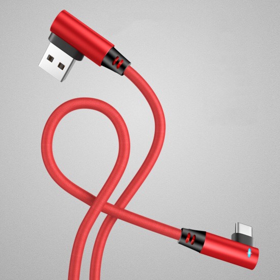 3A Type-C Micro USB Smart Indicator Light Fast Charging Elbow Data Cable For Huawei P30 Mate 30 9 Pro 7A 6Pro S10+ Note10
