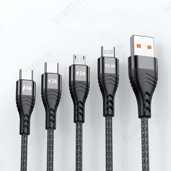 4In1 USB to Dual USB-C/Micro USB/Apple Port Cable Fast Charging Cord 1.2m/2m for iPhone13 Samsung Galaxy Z Fllp3 5G For Xiaomi Mi 12