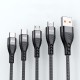 4In1 USB to Dual USB-C/Micro USB/Apple Port Cable Fast Charging Cord 1.2m/2m for iPhone13 Samsung Galaxy Z Fllp3 5G For Xiaomi Mi 12