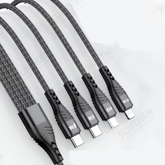 4 in 1 Fast Cable Type-c 6A Lighting 2.4A Cable Fast Charging for iPhone Xiaomi Huawei