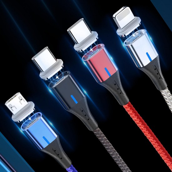 5A LED Light Micro USB Type C Fast Charging Magnetic Data Cable For Huawei P30 Pro Mate 30 5G Mi9 9Pro 6Pro 7A S10+ Note 10 5G