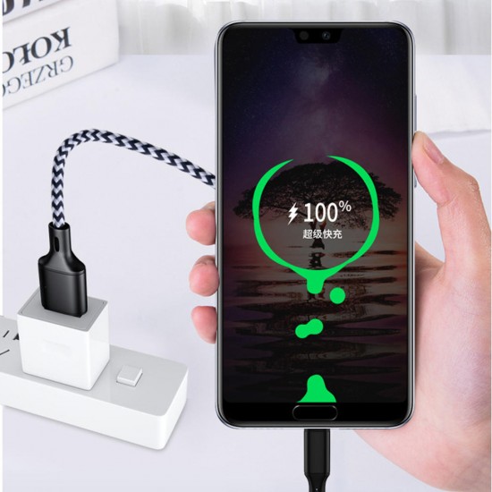 5A Type C Nylon Braided Fasting Charging Data Cable For Mi8 Mi9 HUAWEI P20 P30 S9 Note S10 S10+