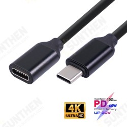 60W 3A Type-c Male to Female Extension Cable 0.5/1/1.5M Cord Gold-plated Extensor Data Wire Connector for Laptops Tablets Mobile Phone 60W 3A Type-c Male to Female Extension Cable 0.5/1/1.5M Cord Gold-plated Extensor Data Wire Connector for Laptops Tablets Mobile Phone