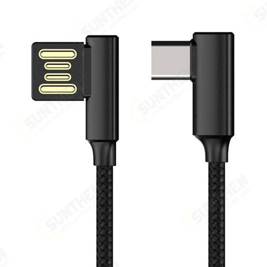 90 Degree Reversible 2.4A Type C Fast Charging Data Cable For Oneplus 5t Xiaomi 6 Mi A1 S8