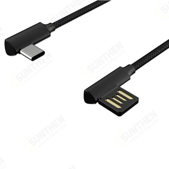 90 Degree Reversible 2.4A Type C Fast Charging Data Cable For Oneplus 5t Xiaomi 6 Mi A1 S8