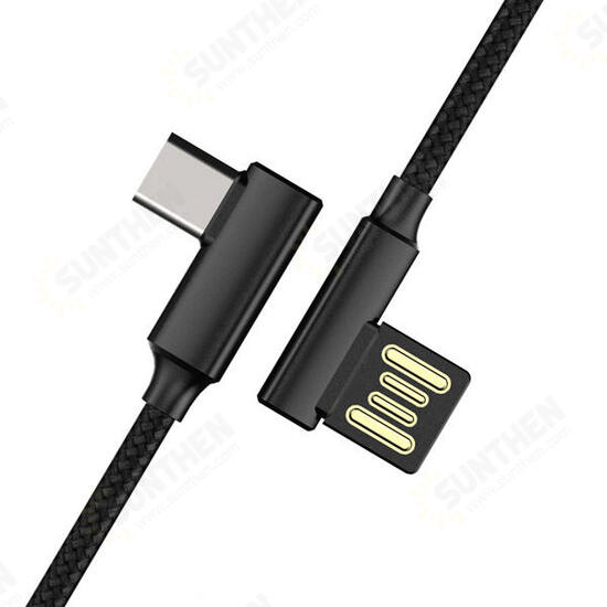 90 Degree Reversible 2.4A Type C Fast Charging Data Cable For Oneplus 5t Xiaomi 6 Mi A1 S8