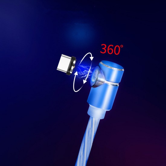AM19 LED Flowing Light Luminous Micro USB Type-C Magnetic Charging Data Cable for Samsung Galaxy S21 Note S20 ultra Huawei Mate40 OnePlus 8 Pro OPPO