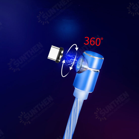 AM19 LED Flowing Light Luminous Micro USB Type-C Magnetic Charging Data Cable for Samsung Galaxy S21 Note S20 ultra Huawei Mate40 OnePlus 8 Pro OPPO