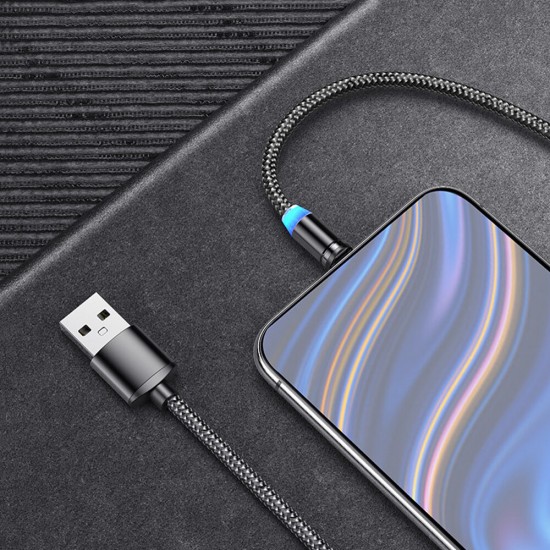 Magnetic LED Indicator 2.4A Type C Micro USB Fast Charging Data Cable For Huawei P30 Pro P40 Mi10 K30 Poco X2 S20 5G