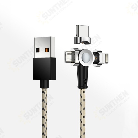 Type C Micro USB 180° Rotating Magnetic Data Cable 3 In 1 Fast Charging Line For Mi10 Note 9S Huawei P40 Pro