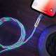 Type C Micro USB Magnetic Data Cable 2A Fast Charging Flowing Light LED Luminous Line For Mi10 9Pro K30