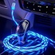 Type C Micro USB Magnetic Data Cable 2A Fast Charging Flowing Light LED Luminous Line For Mi10 9Pro K30