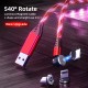 USB to USB-C/Micro USB/Apple Port Cable LED Lighting Magnetic 3A Fast Charging Data Transmission Cable 1/2m For Samsung iPad Pro MacBook Air Mi10