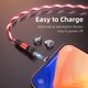 USB to USB-C/Micro USB/Apple Port Cable LED Lighting Magnetic 3A Fast Charging Data Transmission Cable 1/2m For Samsung iPad Pro MacBook Air Mi10