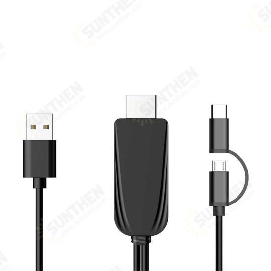 Universal HD On-screen Cable Typc-c Micro USB to HDMI Cable TV Projector On-screen Device For Huawei P30 P40 Pro S20+ Note 20