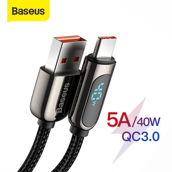 40W 5A USB Type-C Data Cable Voltage LED Digital Display Data Transmission Cord Line For Samsung Galaxy Note 20 S20 Huawei P40 Mi10 Pro