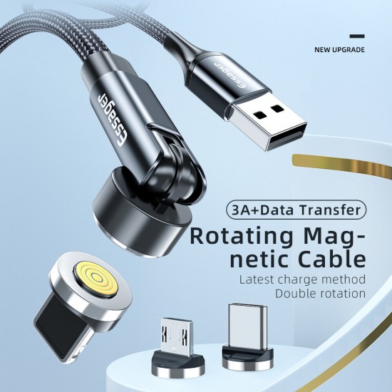 540 Rotate Magnetic Data Cable 3A USB Type-C Fast Charging Line For OnePlus 8Pro 8T Huawei P30 P40 Mate 40 Pro