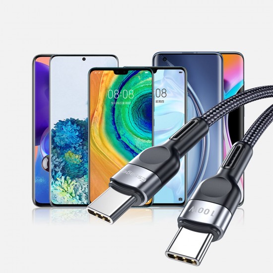 5A Type-C C TO C Data Cable Fast 60W/100W Charging Braided Nylon For Xiaomi 10 Pro Oneplus 8 Note 10 + 5G+