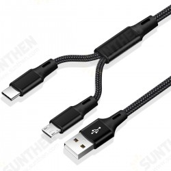 FKBZ-2 Nylon Braided 2in1 Micro USB/Type C Fast Charging Data Cable for Samsung Huawei Mate40 P50 OnePlus 9 Pro OPPO VIVO