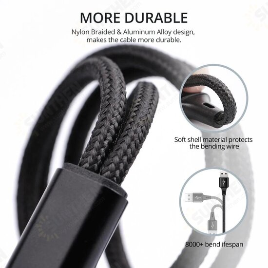 FKBZ-2 Nylon Braided 2in1 Micro USB/Type C Fast Charging Data Cable for Samsung Huawei Mate40 P50 OnePlus 9 Pro OPPO VIVO