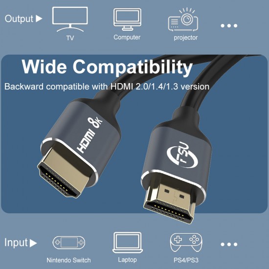 HDMI 2.1 Cable 8k/60Hz 4K/120HZ 48Gbps HDMI Cable for HDMI Switch Splitter HD TV Box Projector