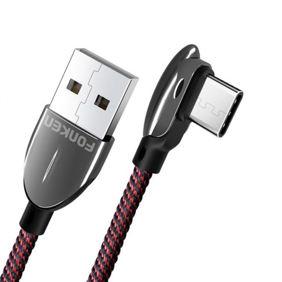 3A 90° Type C Fast Charging Data Cable For Huawei P30 Pro Mate 30 Mi9 9Pro Oneplus 6T 7 Pro
