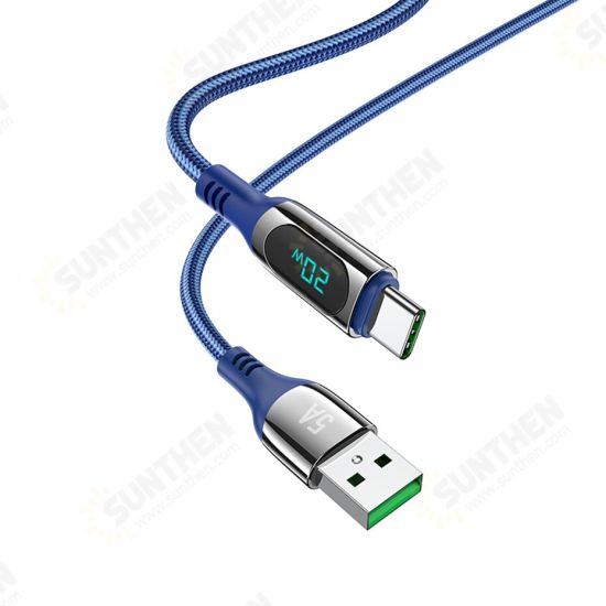 S51 USB to USB-C LED Display Cable 5A USB-C PD3.0 Power Delivery QC4.0 Fast Charging Data Transmission Cable 1m Samsung iPad MacBook AirMi Huawei