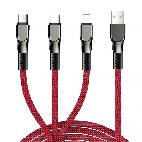 3In1 USB To USB-C/Micro USB/Apple Port Cable Fast Charging Data Transmission Cable 1.3m Samsung Galaxy Note S21 5G For iPhone 13 Pro Max Xiaomi 12