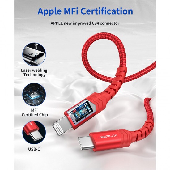 Nylon MFI USB-C to PD Type-C to for Lightning Fast Charging Sync Data Cable for iPhone 12/ 12 Mini/ 12 Pro Max/ 11 Pro 11 XR X 8