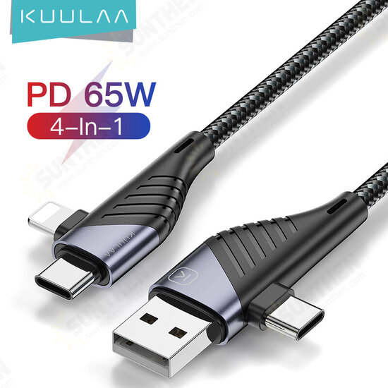 PD 65W 4 In 1 Zinc Alloy QC3.0 Usb 22.5W Data Cable Fast Charging Cable For iPhone OPPO HUAWEI XIAOMI ONEPLUS