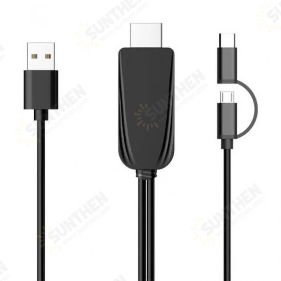 LD25-B 2 in 1 Cable Adapter Type-C / Micro USB to HDMI Data Cable for TV Projector Mobile Phone