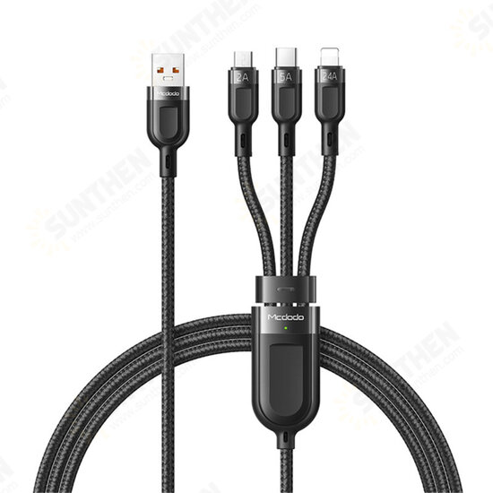 3in1 5A USB-A to USB-C/Micro USB/Apple Port Fast Charging Data Transmission Cable 1m For iPhone Samsung Galaxy Note20 iPad Pro MacBook Air Mi10 Huawei