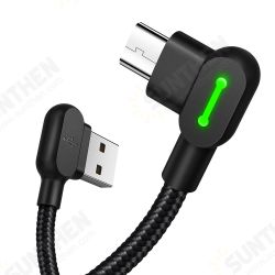 90 Degree 2A Breathing Light Micro USB Fast Charging Data Cable 0.5m/1.2m/1.8m for Honor 8X