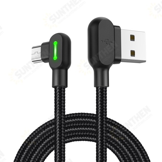 90 Degree 2A Breathing Light Micro USB Fast Charging Data Cable 0.5m/1.2m/1.8m for Honor 8X