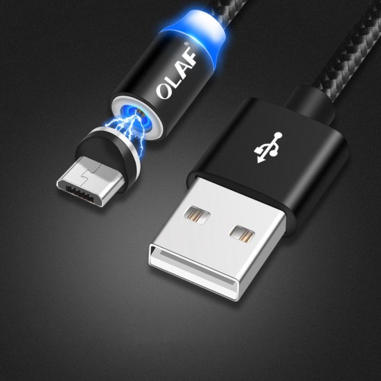 2.1A Micro USB Type-C 360° Magnetic Nylon Weave Fast Charging Data Cable for Mi 9 8 HUAWEI Mate 20 Pro P20