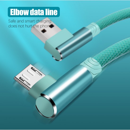 USB-C/Micro USB/Apple to USB-A Cable 90° Double Elbow Game Fast Charging Data Transmission Cable 1m/2m For iPhone Samsung iPad MacBook Air Mi10 Huawei