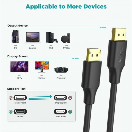 DP to DP High-speed Cable Supports 4K@60Hz and 2K@144Hz Compatible with PC Notebook TV