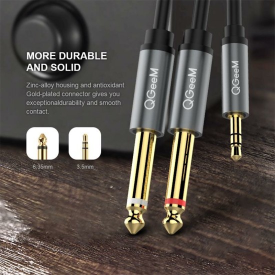 Jack 3.5mm to 6.35mm*2 Adapter Audio Cable Gold Plated 6.5mm 3.5 Jack Splitter Audio Cable for Mixer Amplifier Speaker